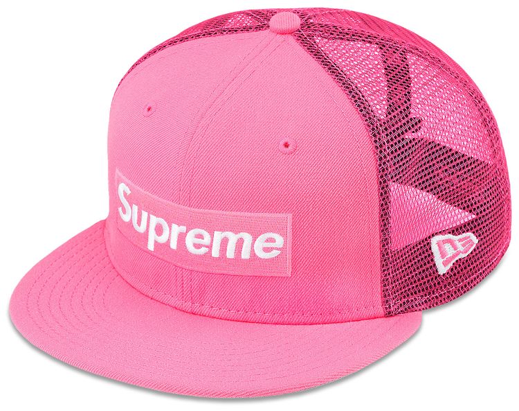 Supreme Box Logo Mesh Back New Era Pink