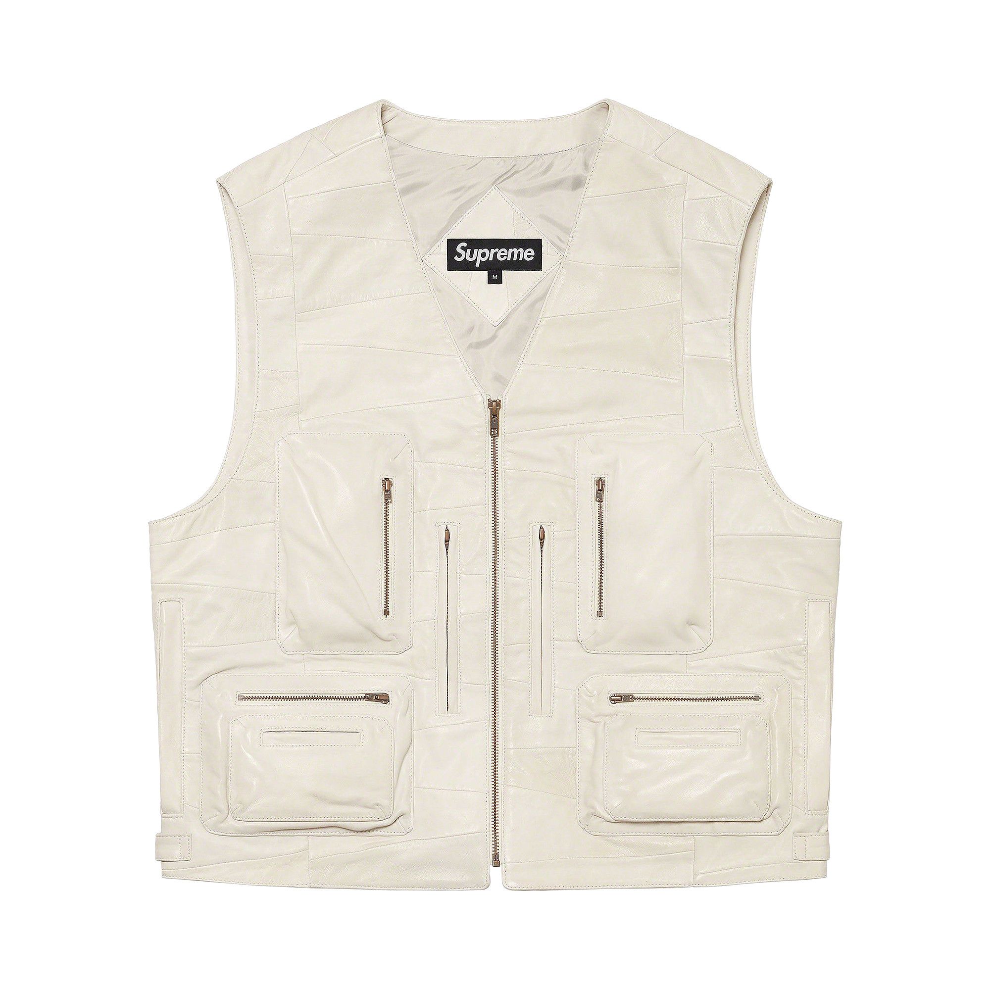 Size l Supreme Patchwork Leather Cargo Vest 'White'