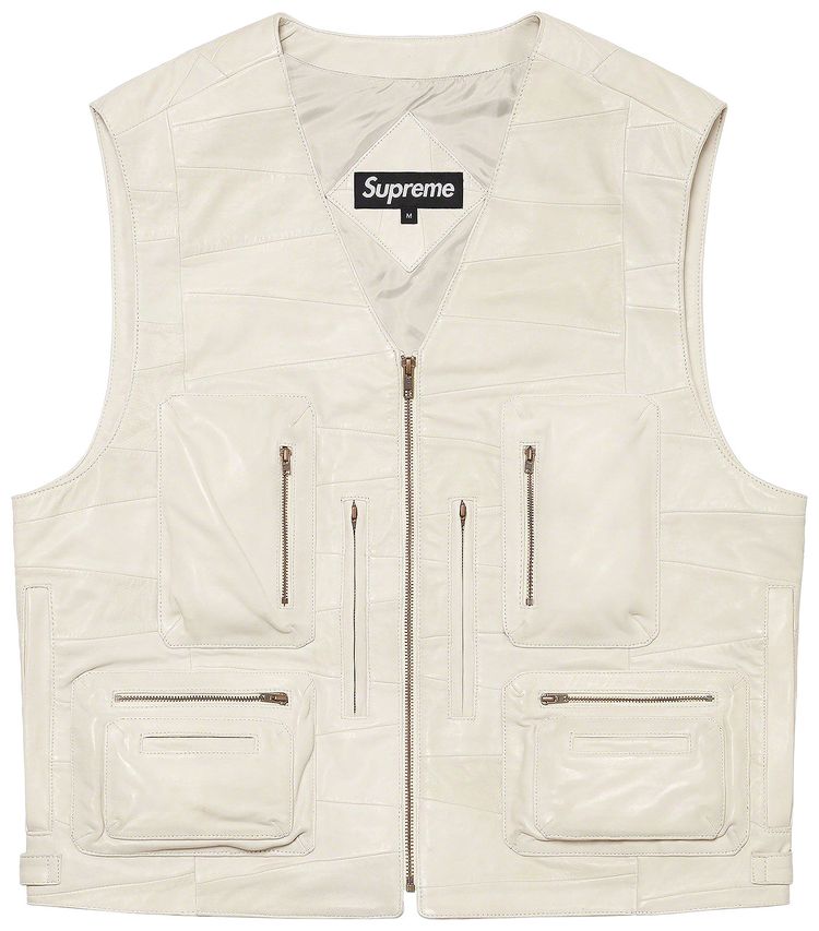Supreme Patchwork Leather Cargo Vest White