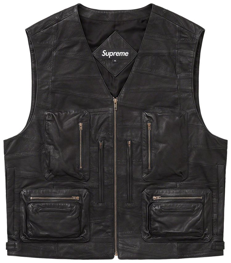 Supreme Patchwork Leather Cargo Vest Black
