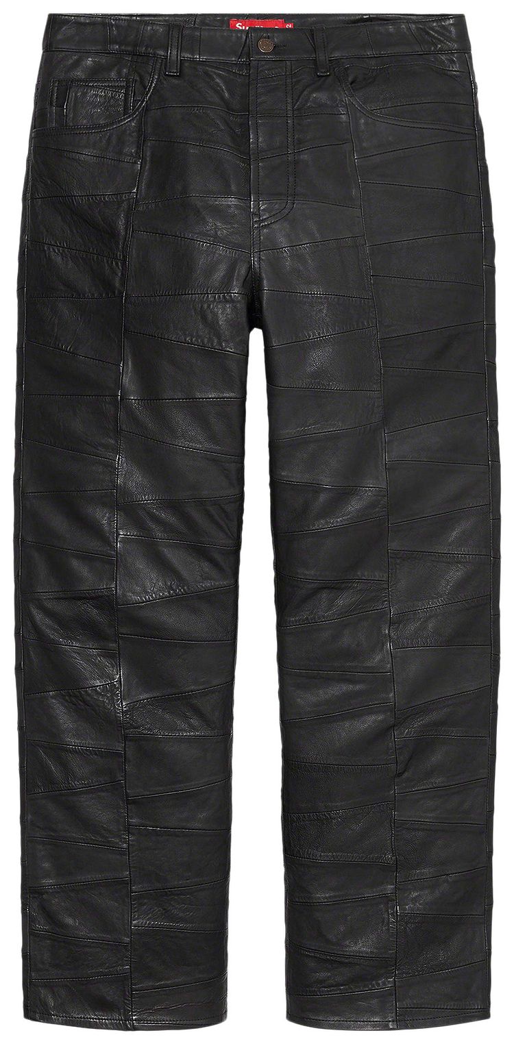 Supreme Patchwork Leather 5 Pocket Jean Black