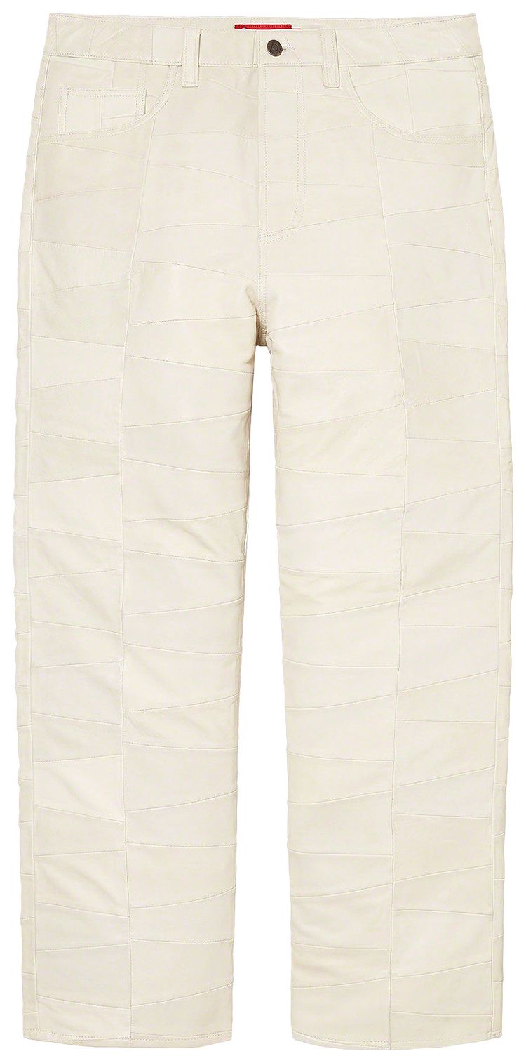 Supreme Patchwork Leather 5 Pocket Jean White