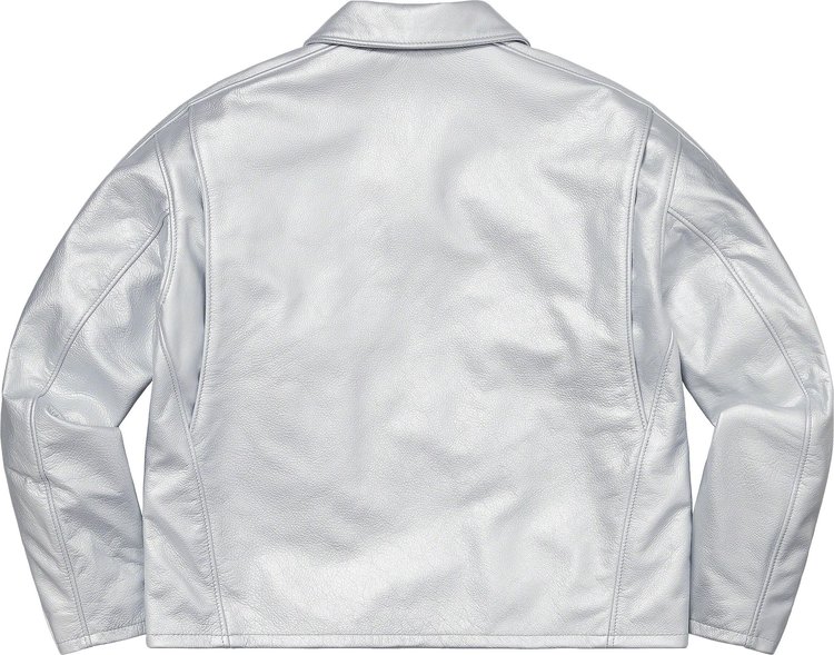 Supreme x Schott Leather Racer Jacket Silver