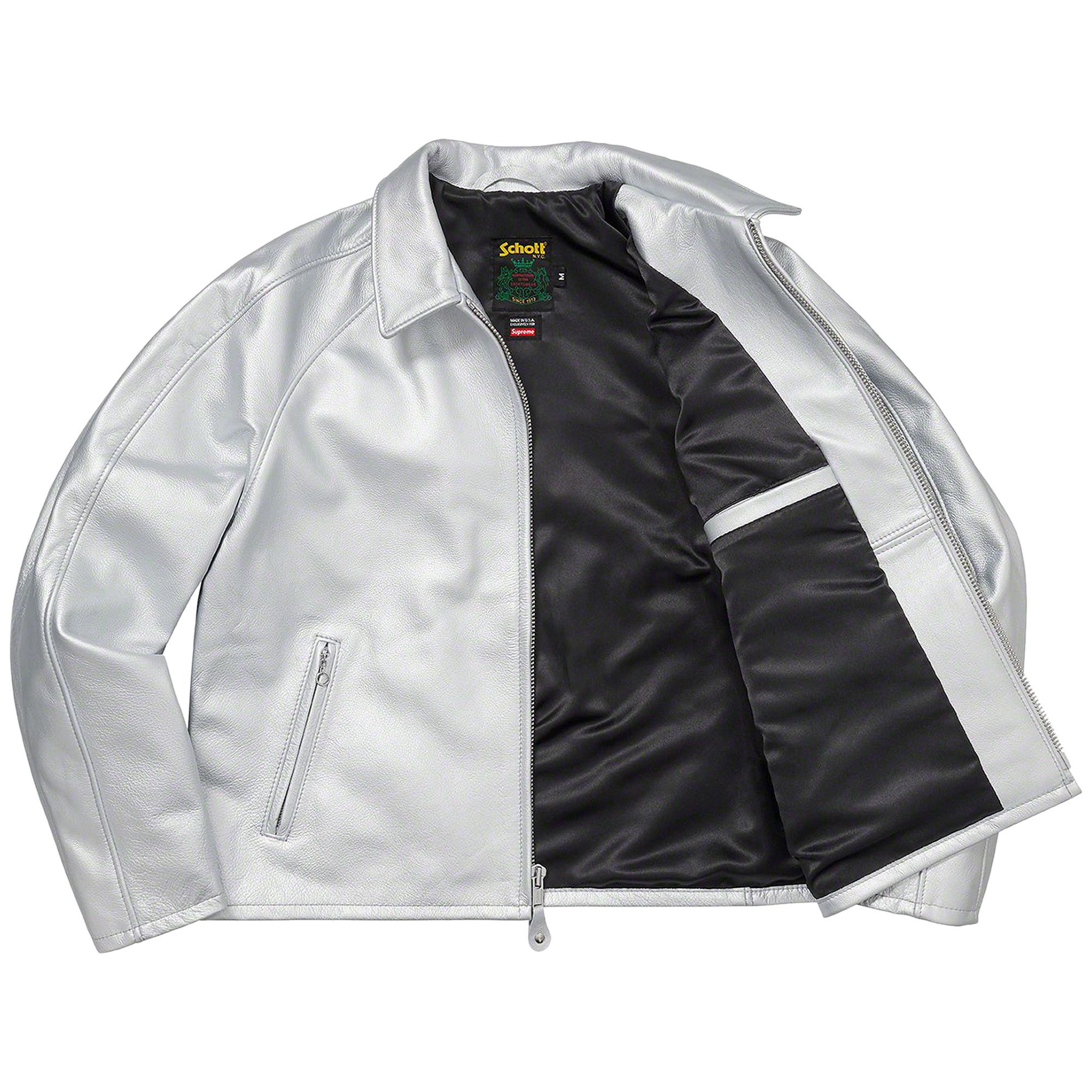 Buy Supreme x Schott Leather Racer Jacket 'Silver' - SS23J36