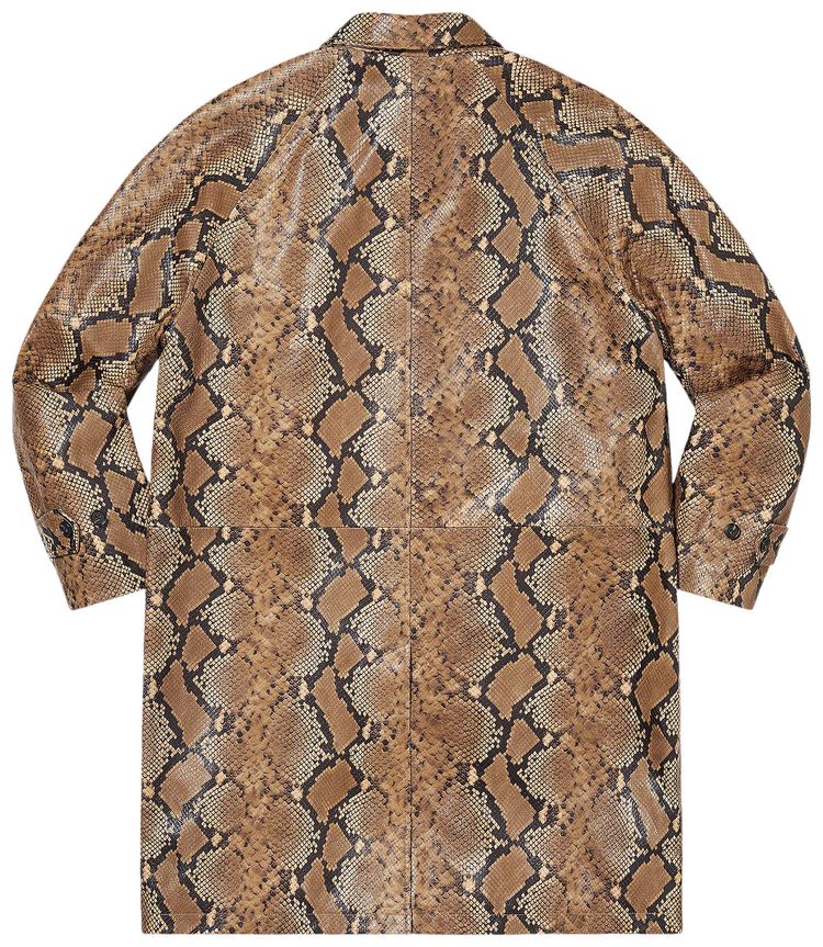 Supreme Leather Snake Trench Coat Brown