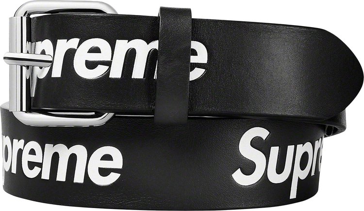 Supreme Repeat Leather Belt Black