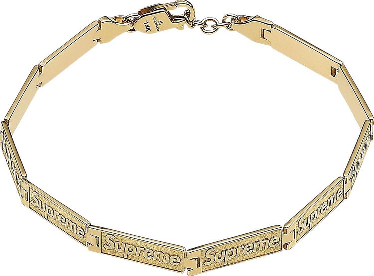 Supreme x Jacob  Co Logo Link Bracelet 14K Gold