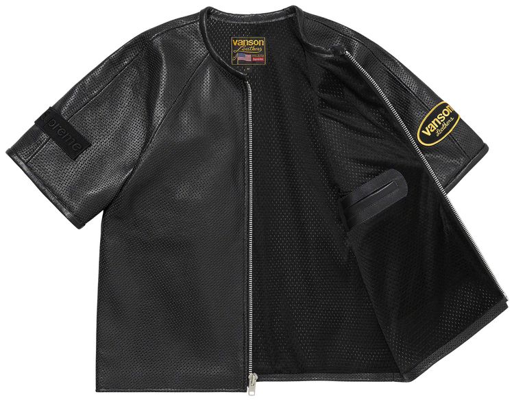 Supreme x Vanson Leathers Short Sleeve Racing Jacket Black