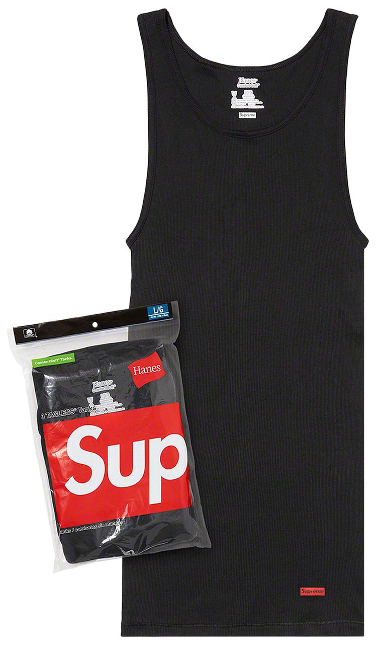 Supreme x Hanes Tank Tops 3 Pack Black