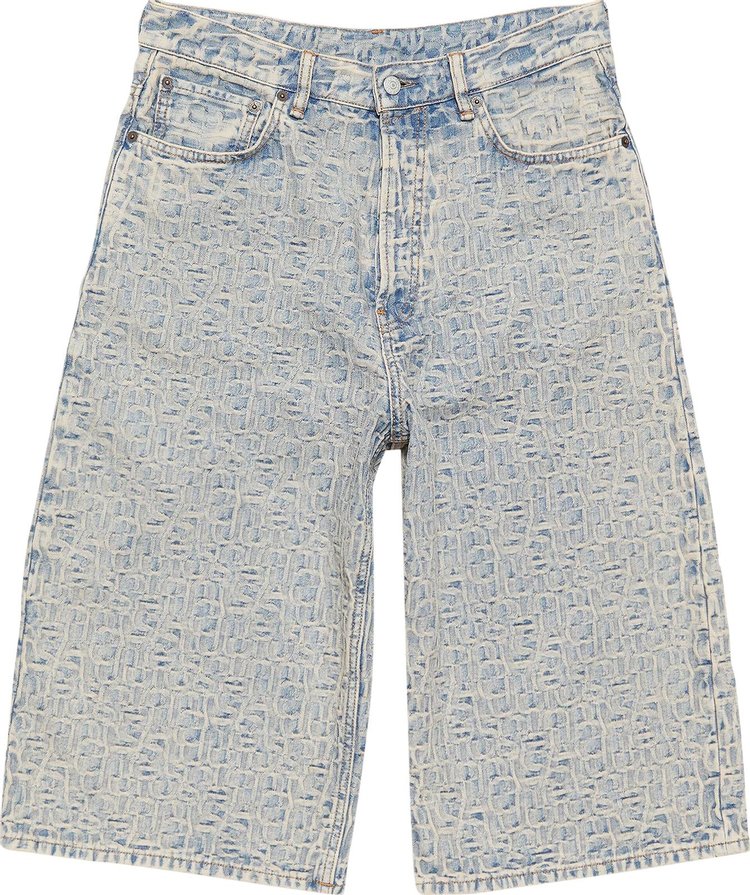 Acne Studios Monogram Denim Shorts BlueBeige