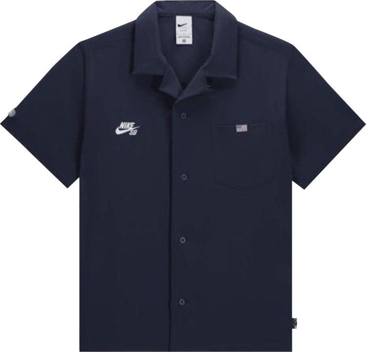 Nike SB Team USA Short Sleeve Button Up Bowler Shirt ObsidianWhite