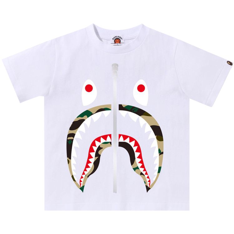 BAPE Kids 1st Camo Shark Tee WhiteYellow