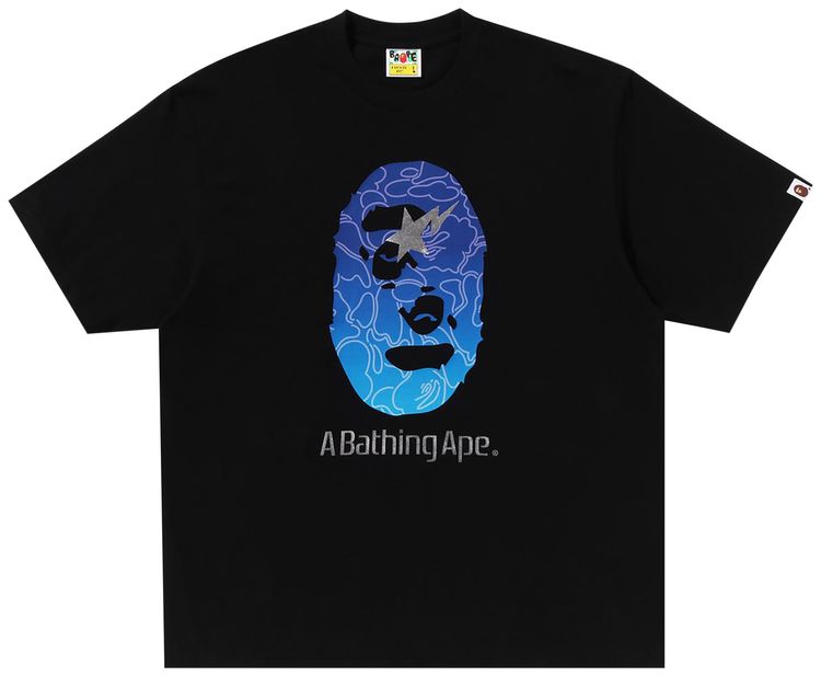 BAPE Line Camo Ape Head Relaxed Fit Tee Black