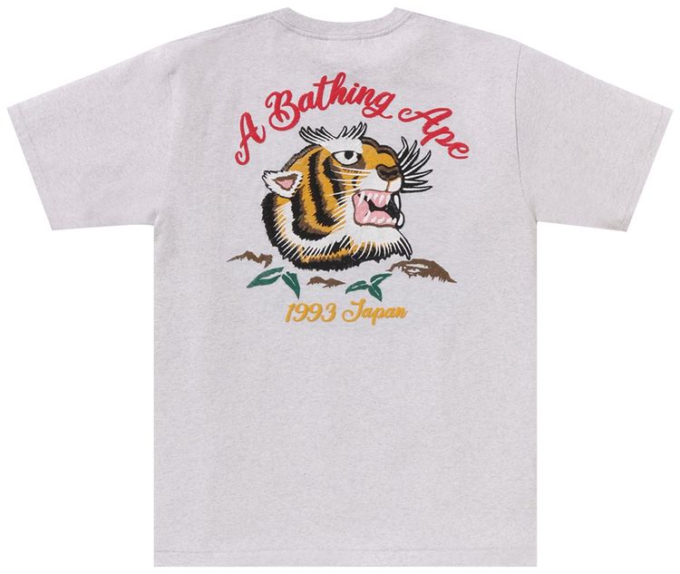 BAPE Embroidery Style Souvenir Logo Tee Grey