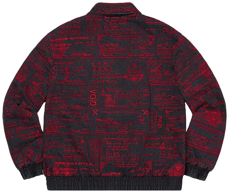 Supreme Checks Embroidered Denim Jacket Black