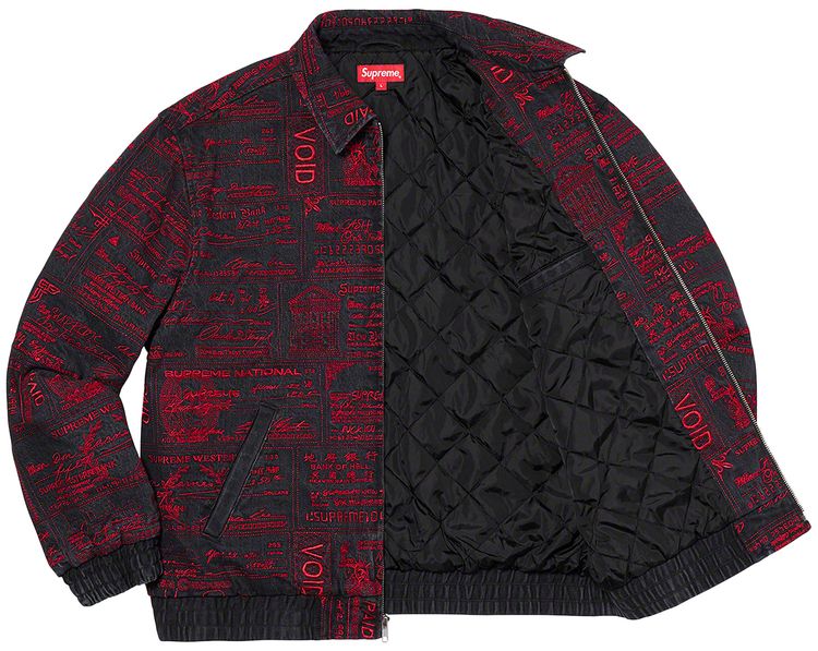 Supreme Checks Embroidered Denim Jacket Black