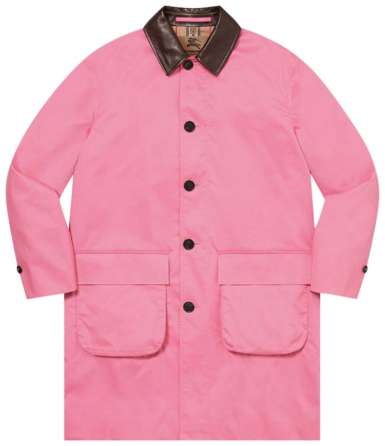 Supreme x Burberry Leather Collar Trench Pink