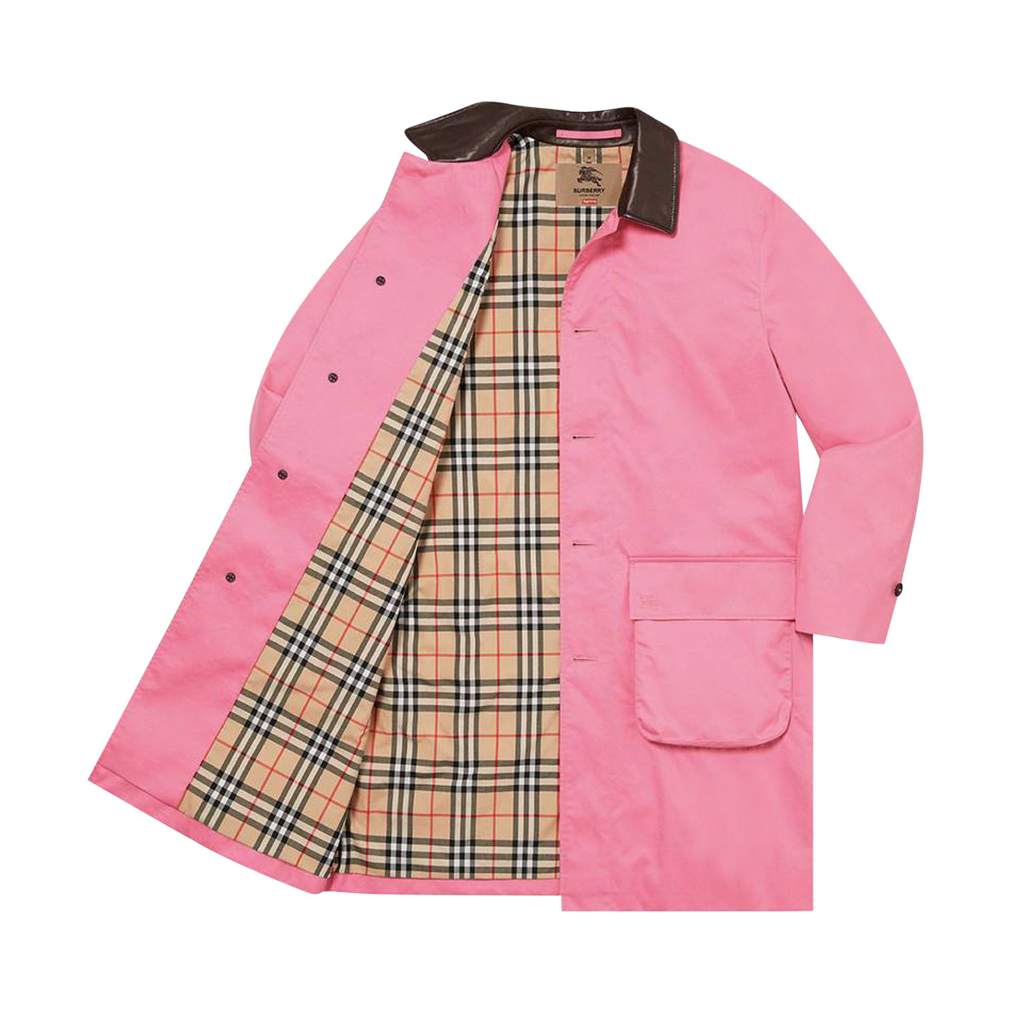 Buy Supreme x Burberry Leather Collar Trench 'Pink' - SS22J35 PINK