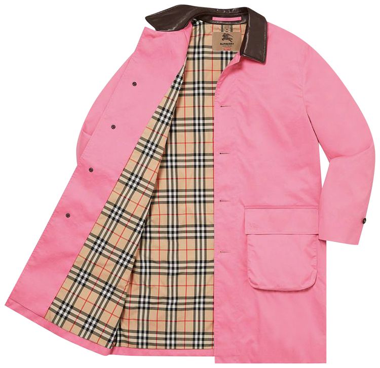 Supreme x Burberry Leather Collar Trench Pink