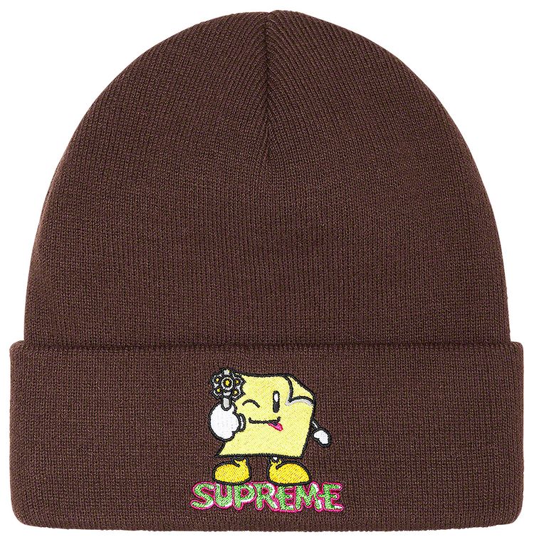 Supreme Sticky Note Beanie Brown