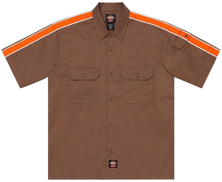 Supreme x Dickies Stripe Short Sleeve Work Shirt Brown