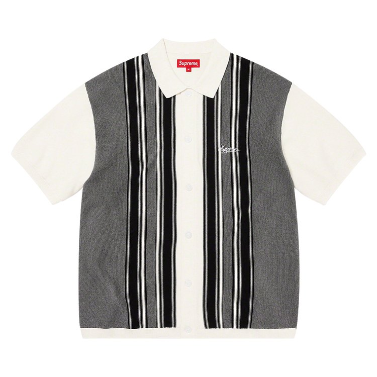 Supreme Stripe Button Up Polo White