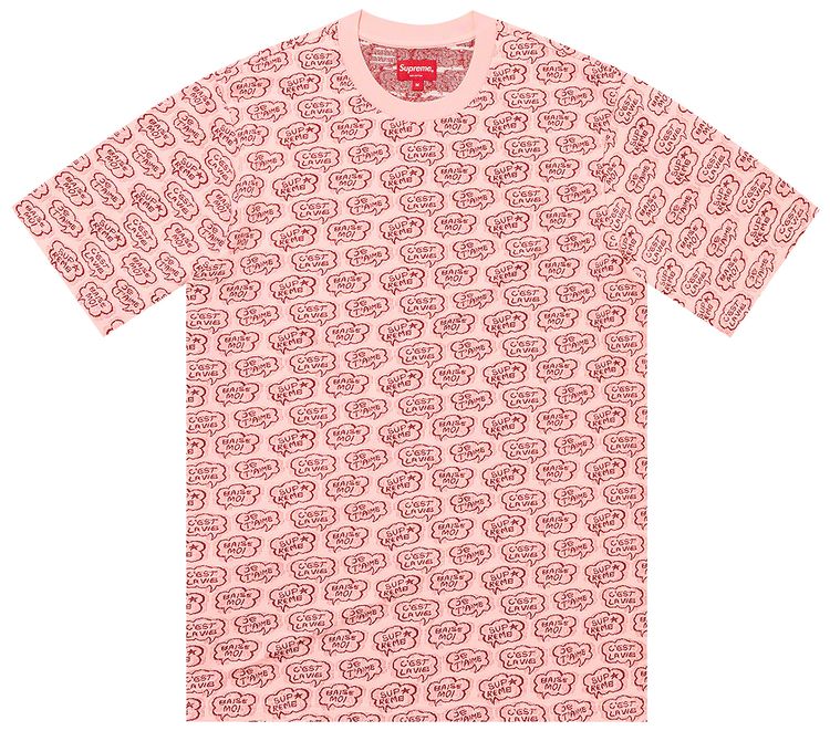 Supreme Word Bubble Jacquard Short Sleeve Top Peach