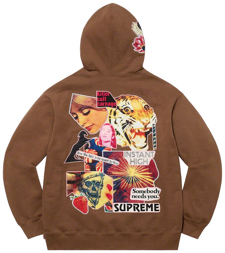 Supreme Instant High Patches Hooded Sweatshirt Brown