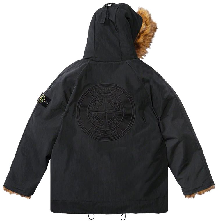 Supreme x Stone Island Formula Steel Reversible Faux Fur Parka Black