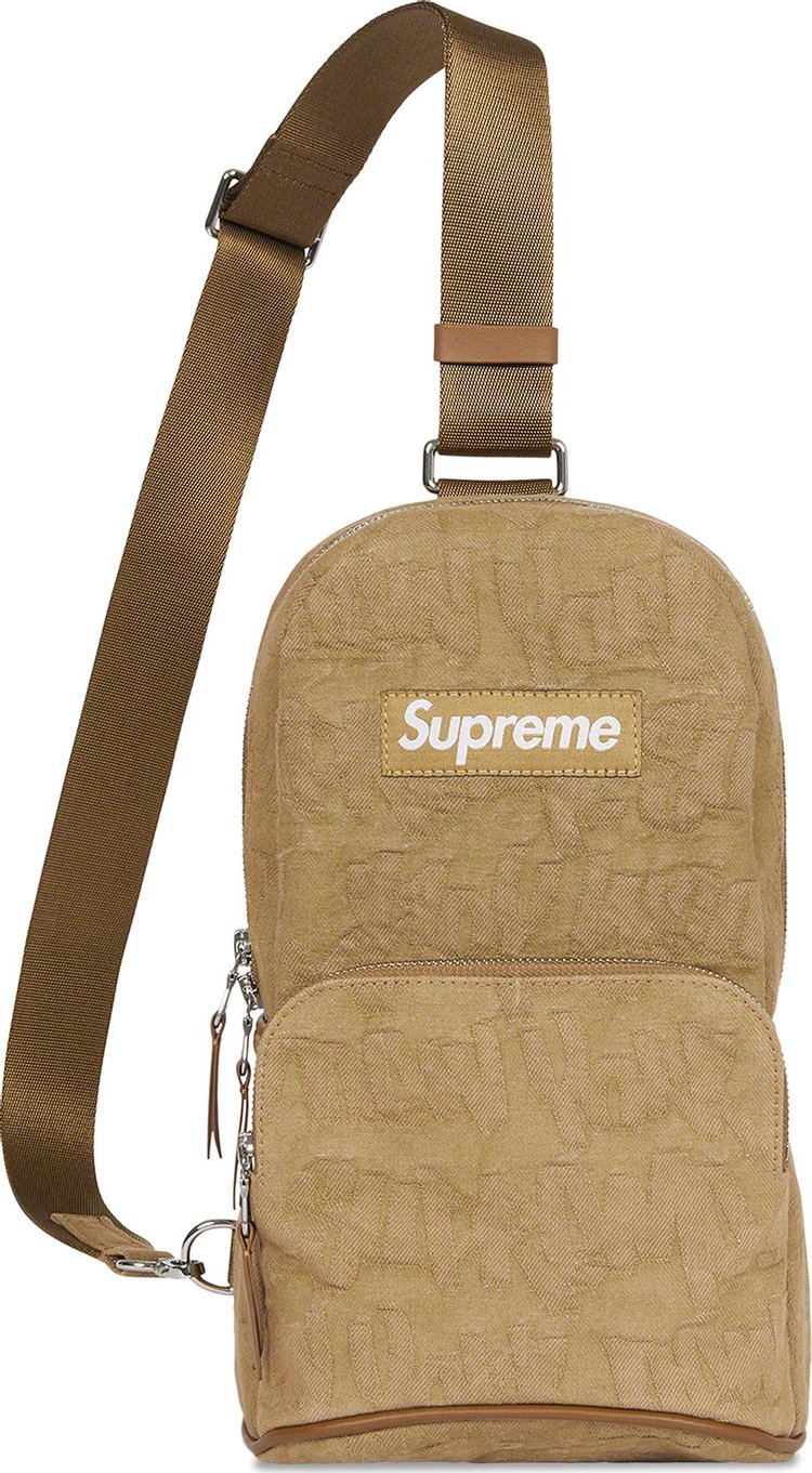 Supreme Fat Tip Jacquard Denim Sling Bag Olive