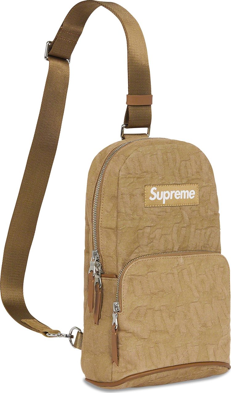 Supreme Fat Tip Jacquard Denim Sling Bag Olive