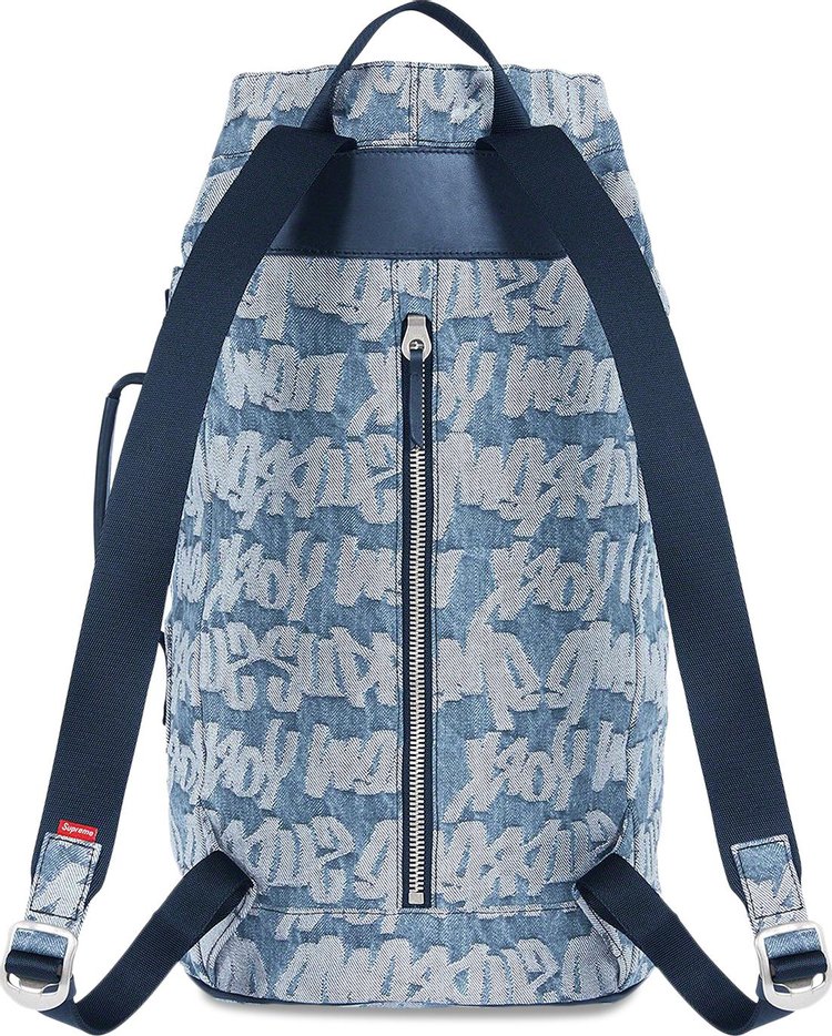 Supreme Fat Tip Jacquard Denim Backpack Blue