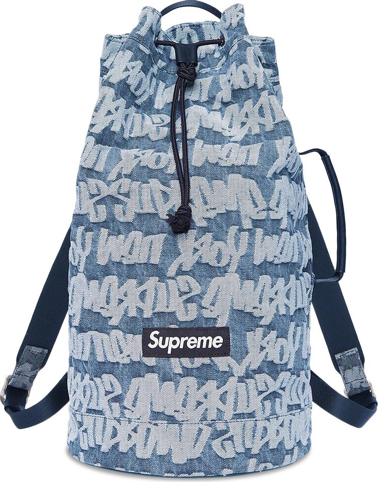 Supreme Fat Tip Jacquard Denim Backpack Blue