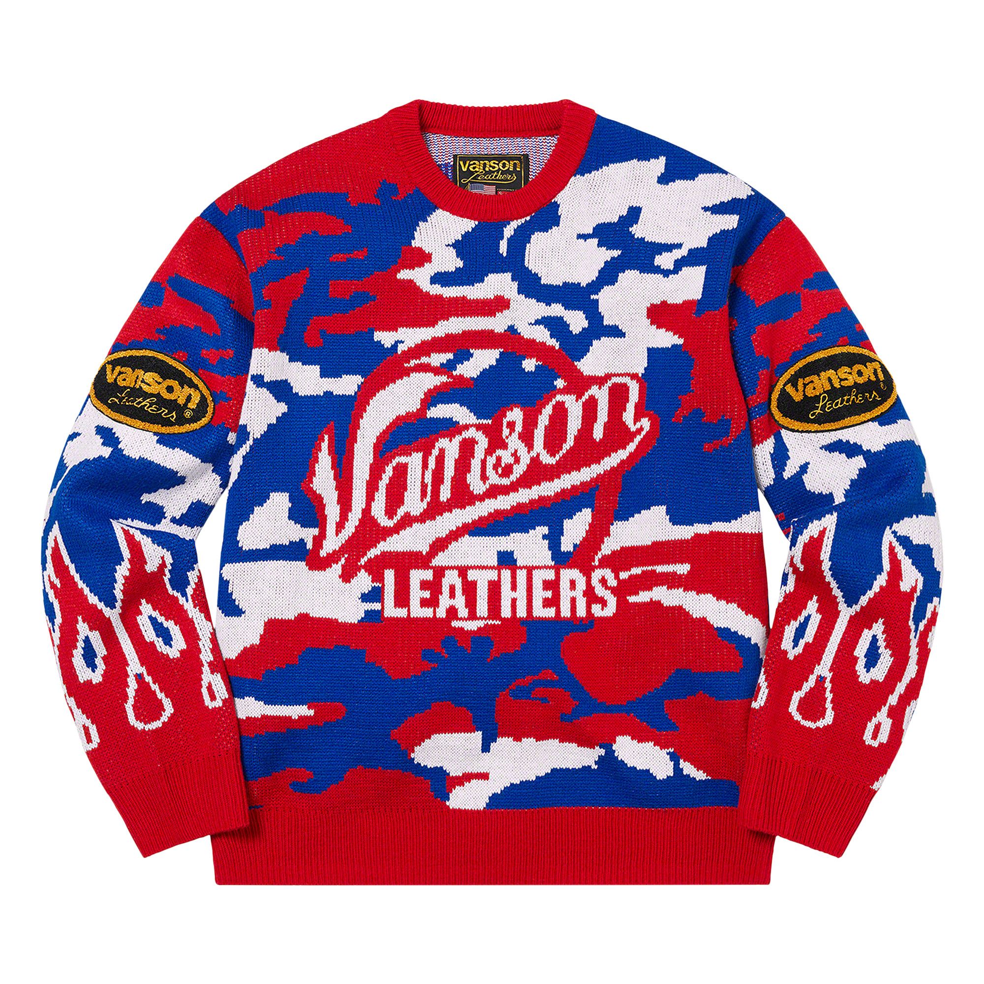 Vanson Supreme ニット　S Buy Supreme x Vanson Leathers Sweater 'Red Camo' - SS22SK19 RED