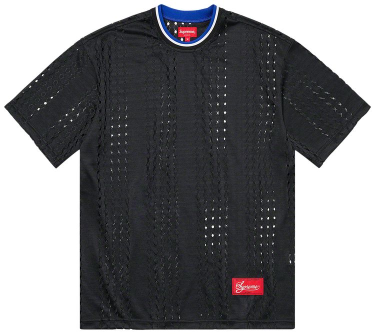 Supreme Preforated Stripe Warm Up Top Black