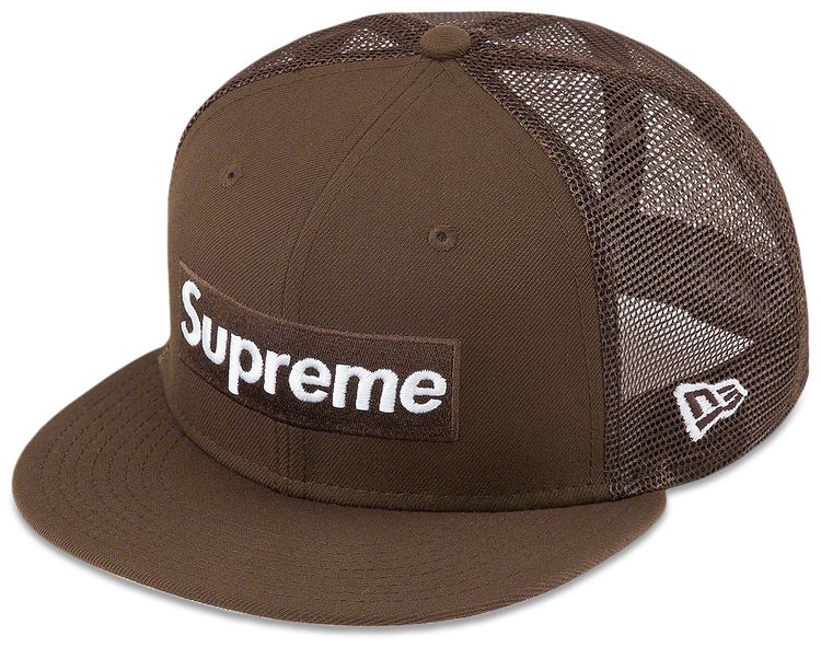 Supreme Box Logo Mesh Back New Era Brown
