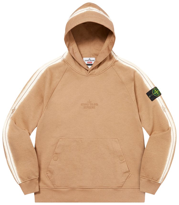 Supreme x Stone Island Stripe Hooded Sweatshirt Tan