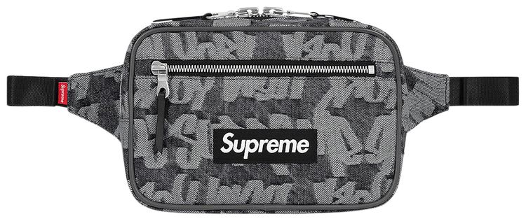 Supreme Fat Tip Jacquard Denim Waist Bag Black