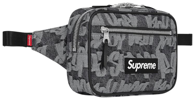 Supreme Fat Tip Jacquard Denim Waist Bag Black