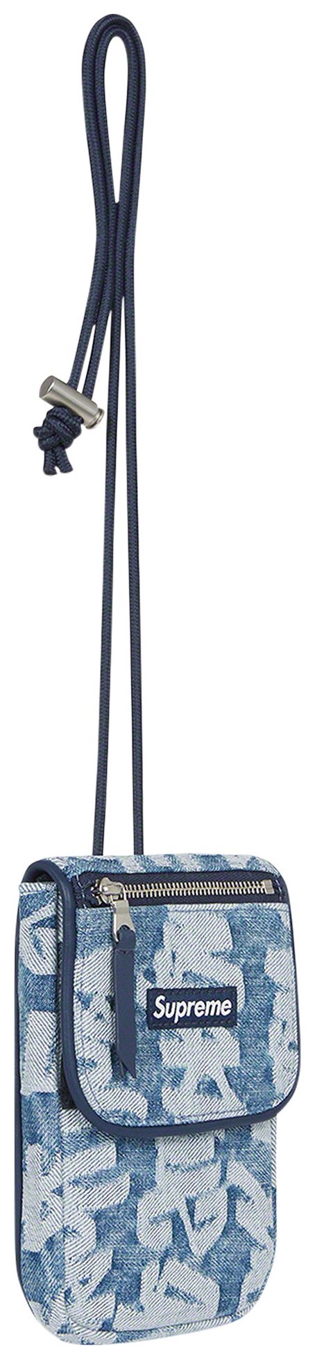 Supreme Fat Tip Jacquard Denim Neck Pouch Blue