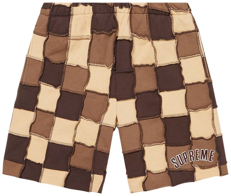 Supreme Reverse Patchwork Sweatshort Brown
