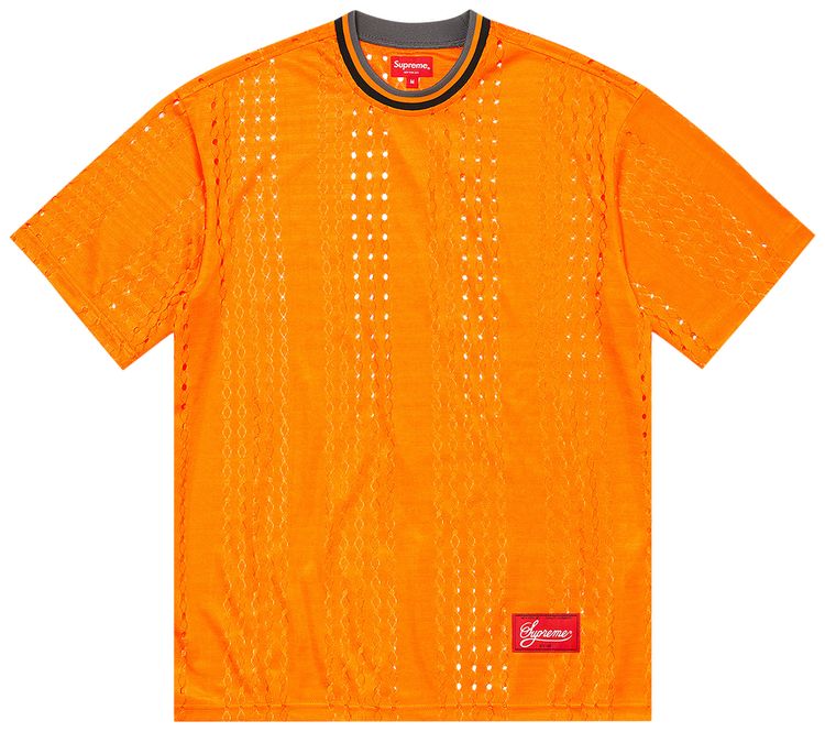 Supreme Preforated Stripe Warm Up Top Orange