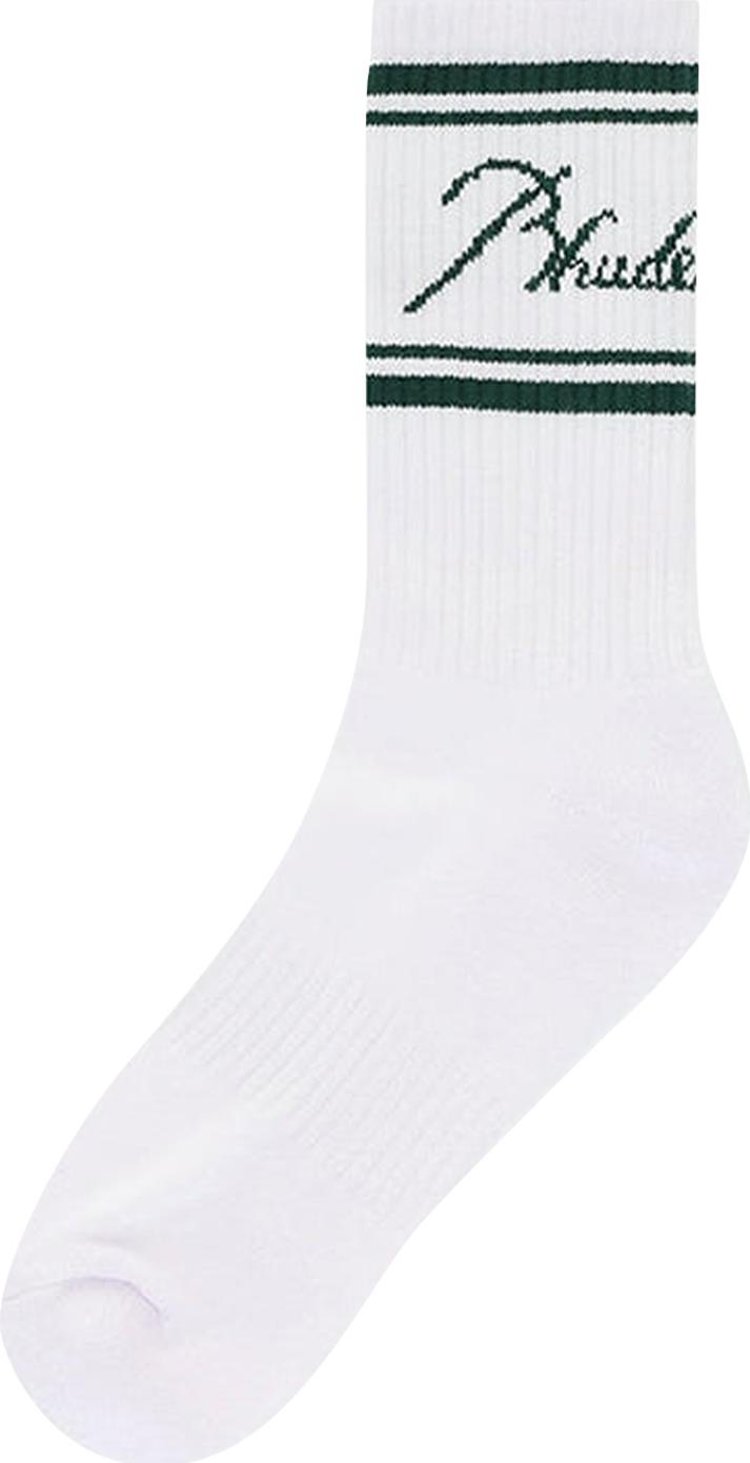 Rhude Script Logo Socks WhiteGreen