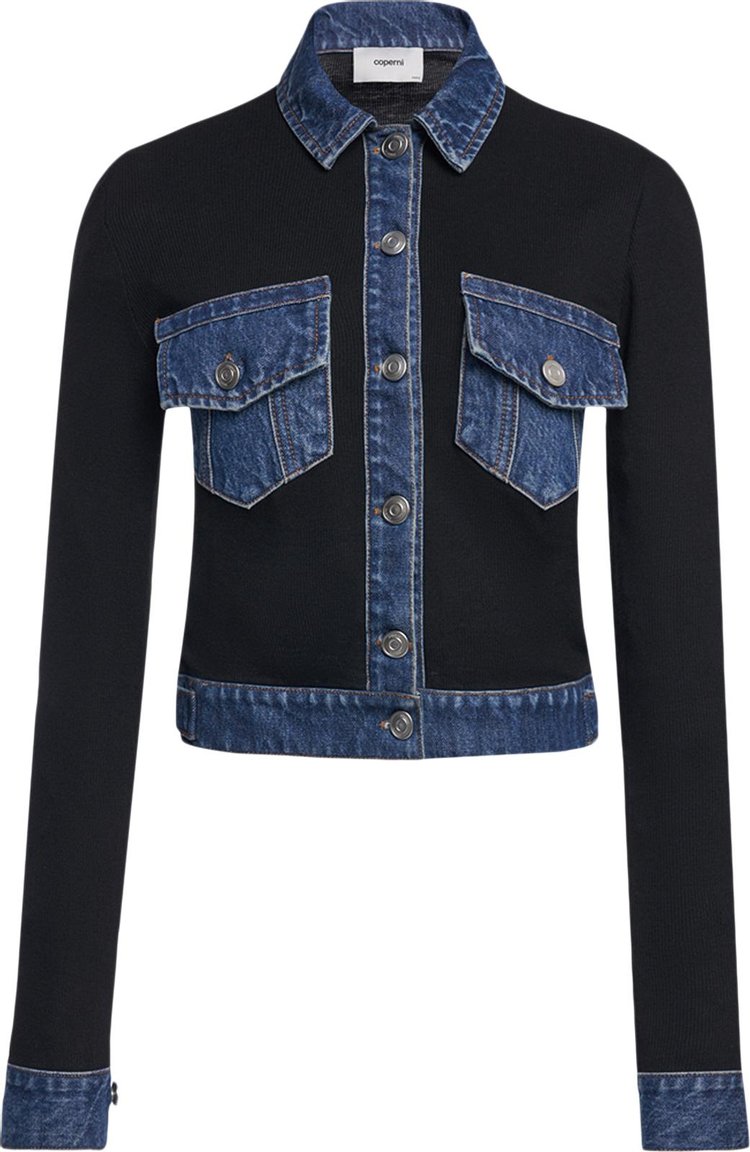 Coperni Second Skin Rib Denim Top Black