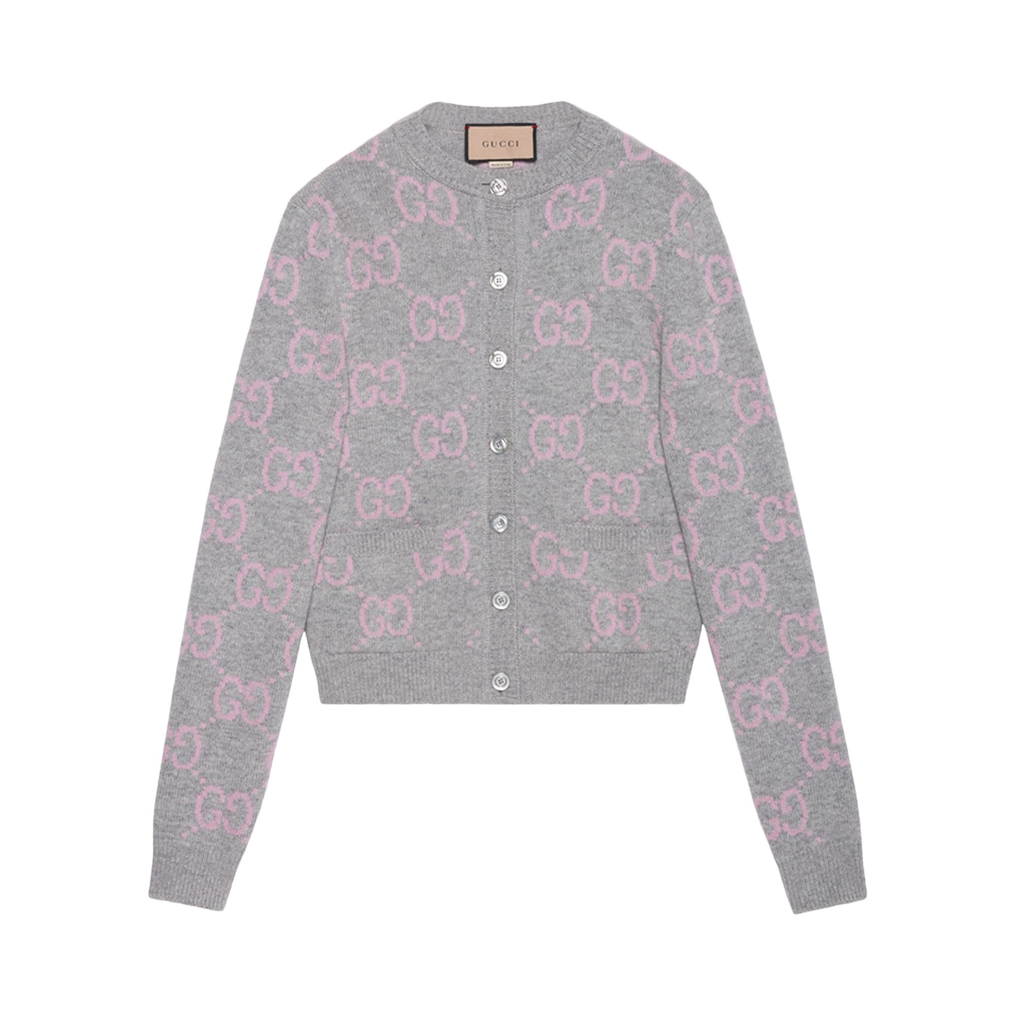 Buy Gucci GG Knit Wool Cardigan 'Light Grey Melange' - 772886