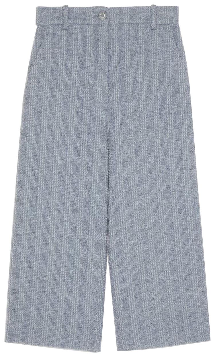 Gucci Wool Tweed Trousers Turquoise Blue