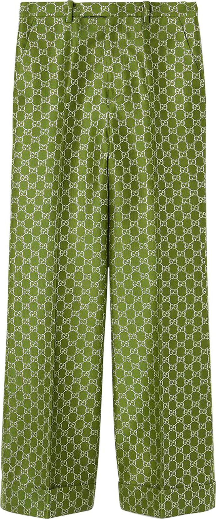 Gucci GG Wool Lame Trousers GreenSilver