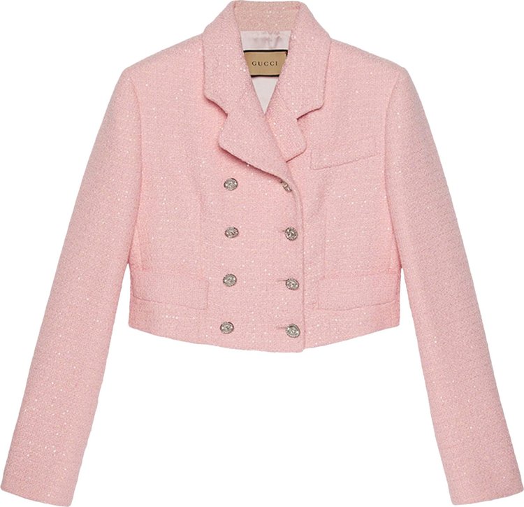 Gucci Cropped tweed jacket with sequins Classic Pink