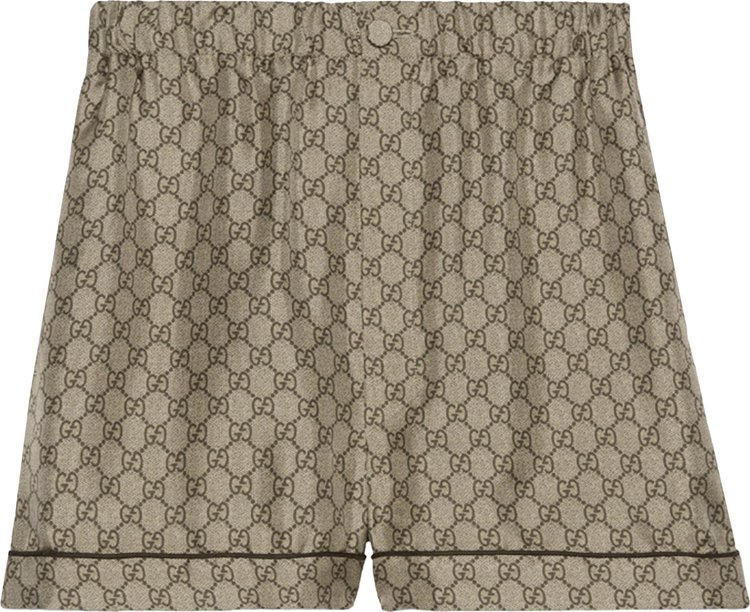 Gucci GG Supreme Silk Shorts CamelEbony