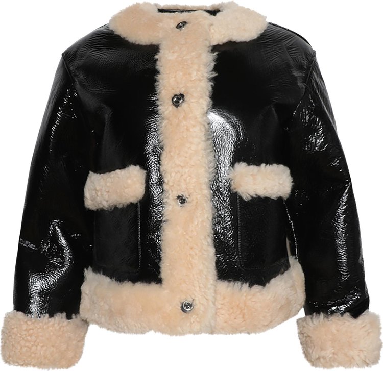 Gucci Curly Shearling Jacket BlackIvory